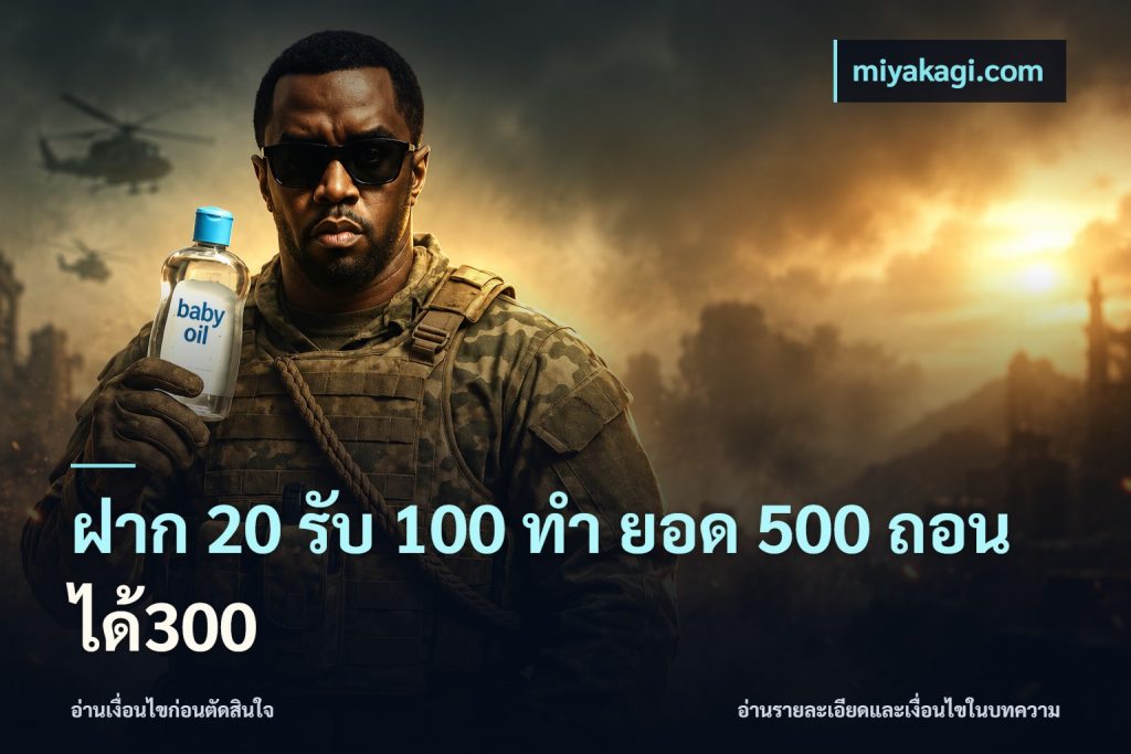 ฝาก 20 รับ 100 ทํา ยอด 500 ถอนได้300